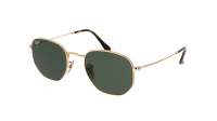 Ray-Ban Hexagonal Flat Lenses Gold RB3548N 001 51-21 Mittel