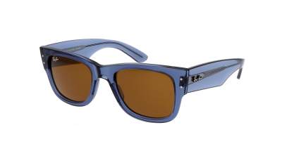 Lunettes de soleil Ray-Ban Mega wayfarer Bio-based RB0840S 6680/73 51-21 Transparent Blue en stock