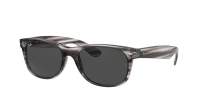 Ray-Ban New wayfarer RB2132 6430/B1 52-18 Stripped Grey Havana