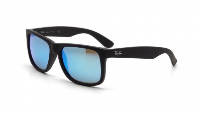 Lunettes de soleil Ray-Ban Justin Noir RB4165 622/55 55-16 Large Verres Miroirs Bleus en stock