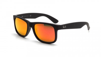 Sonnenbrille Ray-Ban Justin Schwarz Matt RB4165 622/6Q 54-16 Breit Verspiegelte Gläser auf Lager