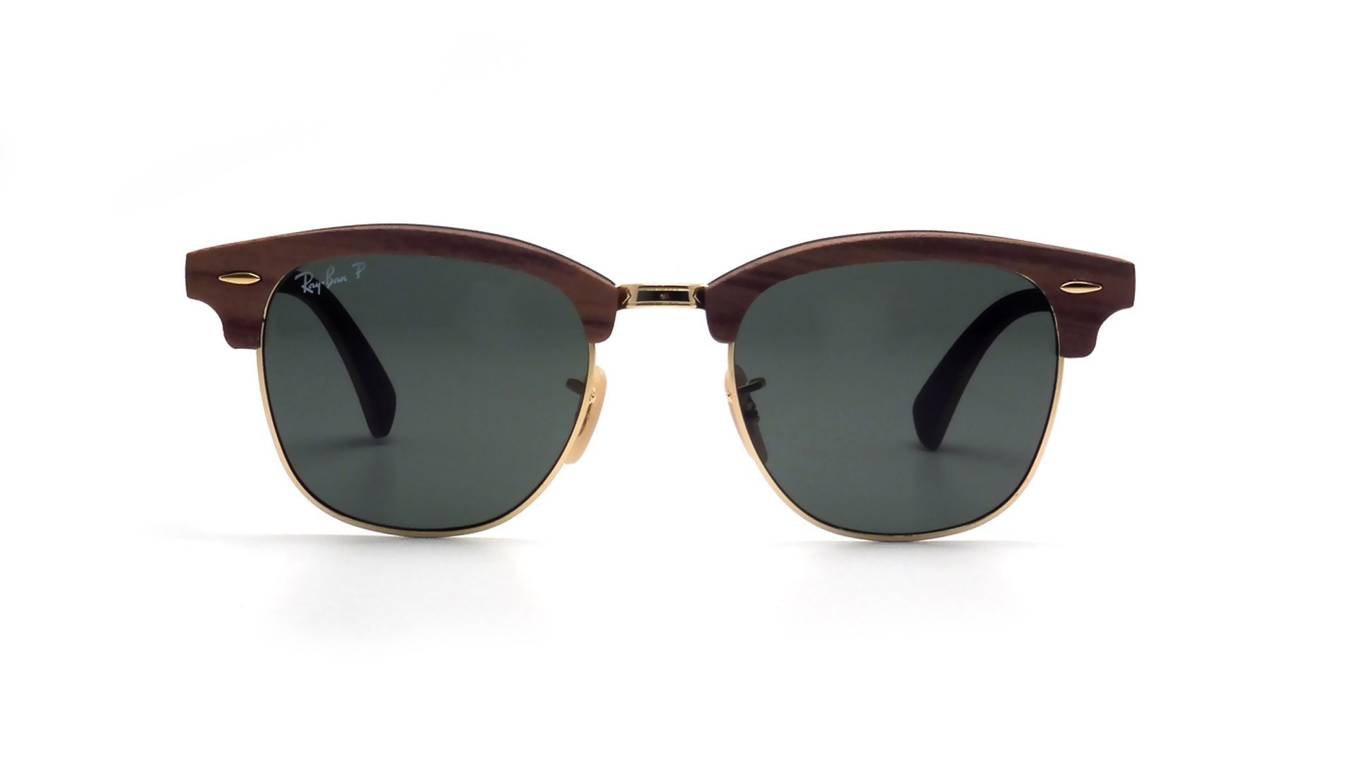 ray ban clubmaster wood brown polarized medium visiofactory sunglasses