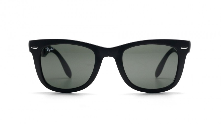 Lunettes de soleil Ray-Ban Original Wayfarer Noir Mat RB4105 601S 50-22 Medium Pliantes en stock