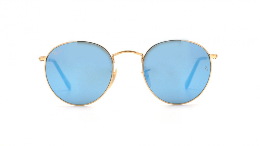 Sunglasses Ray-Ban Round Metal Round Flat Lenses Gold RB3447N 001/9O 50-21 Medium Flash in stock