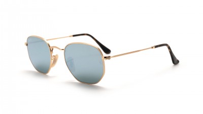 Sonnenbrille Ray-Ban Hexagonal Flat Lenses Gold RB3548N 001/30 48-21 Schmal Verspiegelte Gläser auf Lager