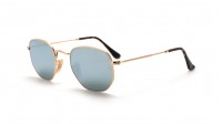 Ray-Ban Hexagonal Flat Lenses Gold RB3548N 001/30 48-21 Schmal Verspiegelte Gläser