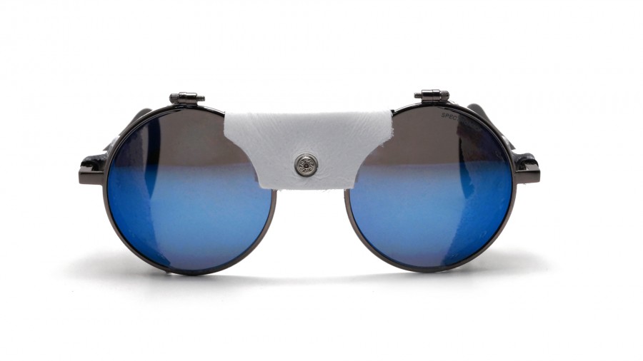 Sunglasses Julbo Vermont Classic Gun Silver J010 11 21 white leather shell Blue Lenses 51-23 Medium Flash in stock