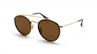 Sunglasses Ray-Ban Round Double Bridge Gold RB3647N 001/57 51-22 Medium Polarized in stock