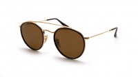 Ray-Ban Round Double Bridge Gold RB3647N 001/57 51-22 Medium Polarized