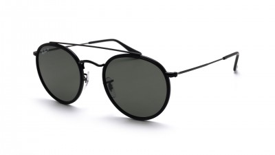 Sonnenbrille Ray-Ban Round Double Bridge Schwarz RB3647N 002/58 51-22 Mittel Polarisierte Gläser auf Lager