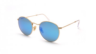 Lunettes de soleil Ray-Ban P Round Metal Or Flash Lenses RB3447 112/4L 50-21 Medium Polarisés Miroirs en stock