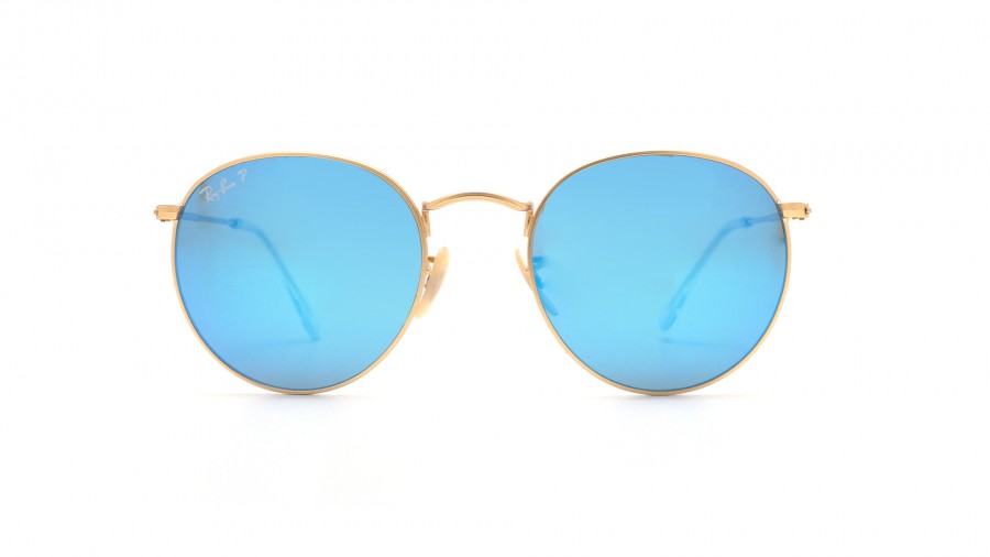 Lunettes de soleil Ray-Ban P Round Metal Or Flash Lenses RB3447 112/4L 50-21 Medium Polarisés Miroirs en stock