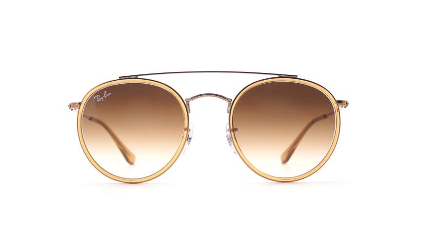 Lunettes de soleil Ray-Ban Round Double Bridge Brun RB3647N 9070/51 51-22 Medium Dégradés en stock