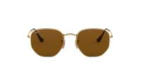 Ray-Ban Hexagonal Flat Lenses Gold RB3548N 001/57 51-21 Medium Polarized