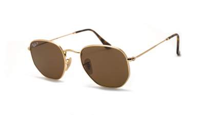 Sunglasses Ray-Ban Hexagonal Flat Lenses Gold RB3548N 001/57 54-21 Large Polarized in stock