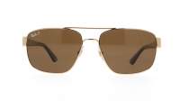 Ray-Ban RB3663 001/57 60-17 Gold Breit Polarisierte Gläser