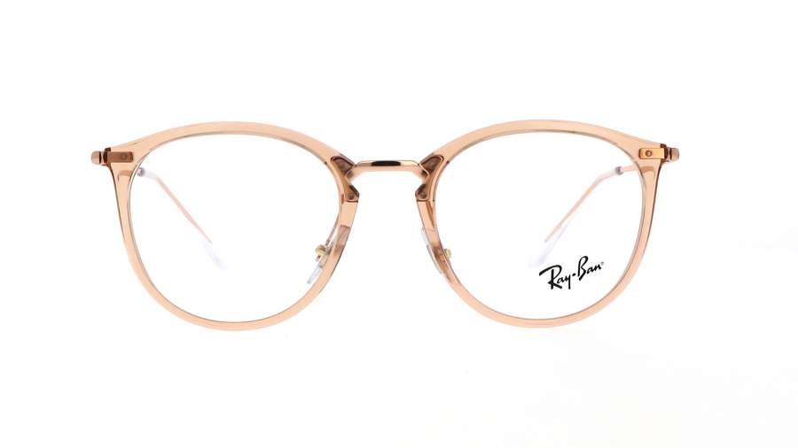 Lunettes de vue Ray-Ban RX7140 RB7140 8124 49-20 Transparent light brown Brun Small en stock