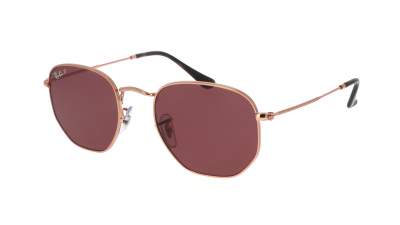 Lunettes de soleil Ray-Ban Hexagonal Rose Gold Or RB3548N 9202/AF 51-21 Medium Polarisés en stock