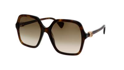 Sonnenbrille Gucci GG1072S 002 56-19 Havana Tortoise Breit Gradient Gläser auf Lager